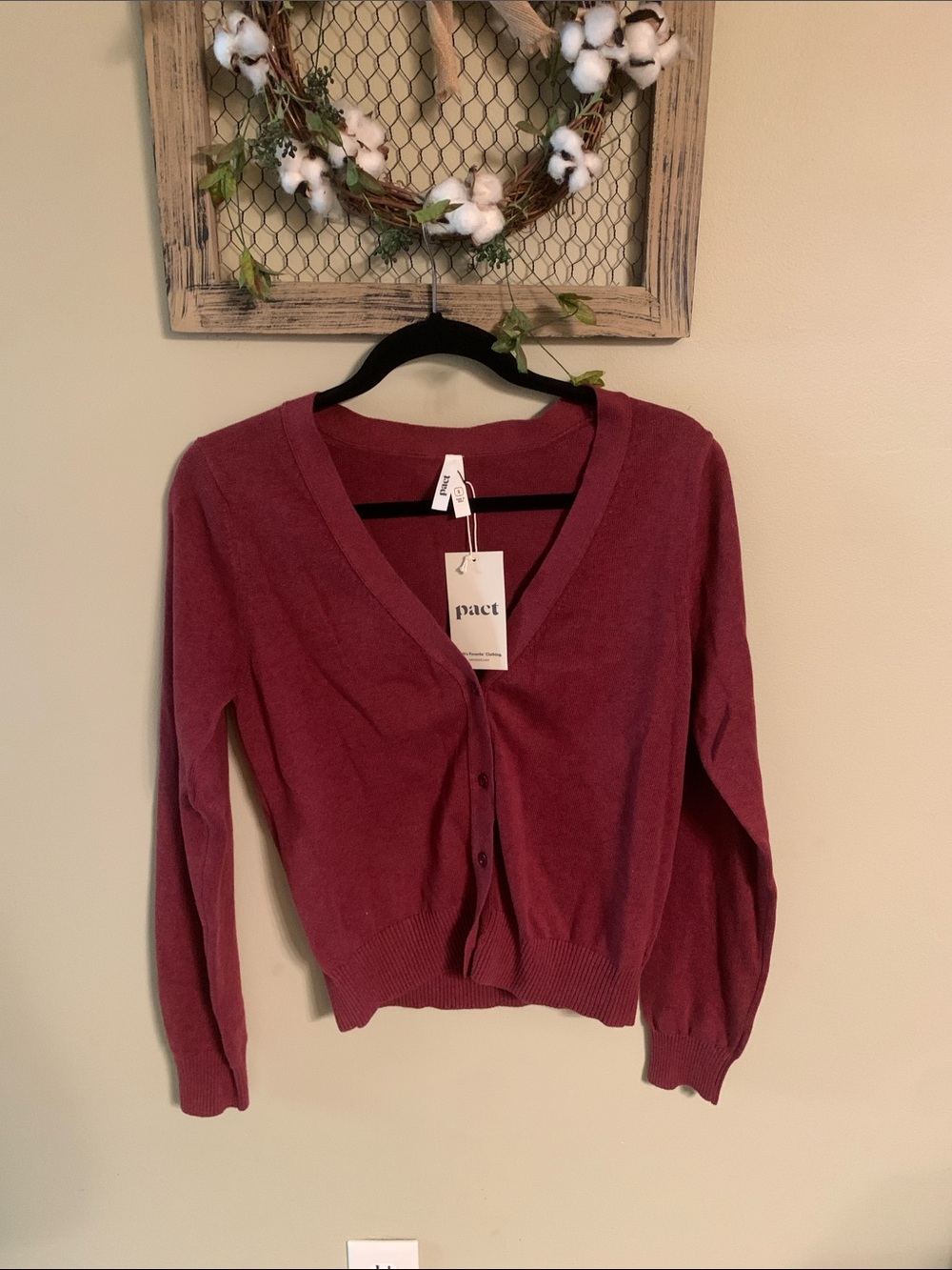 Pact Women's Button-Up V-Neck Cardigan - Wine